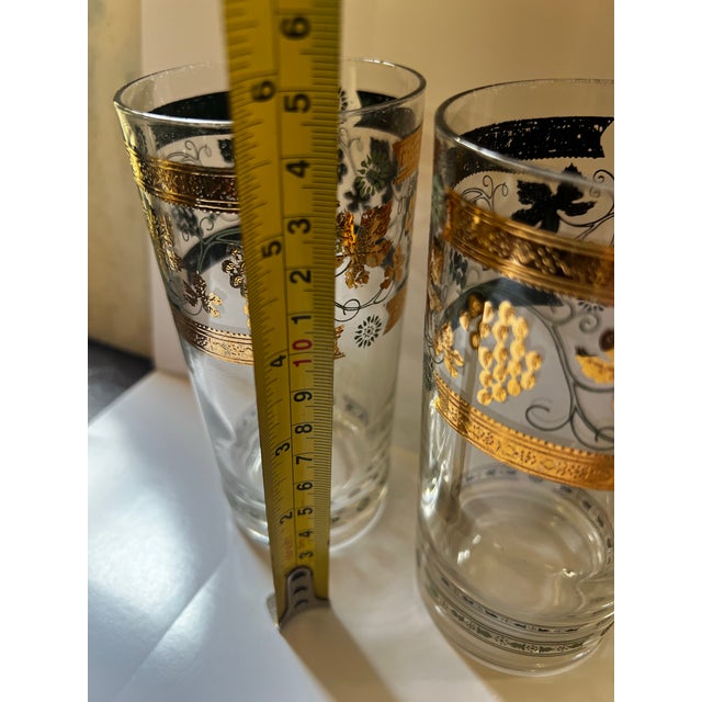 1970s Hollywood Regency 22kt Gold Briard Style Highball Cocktail Glasses - Pair For Sale - Image 4 of 10