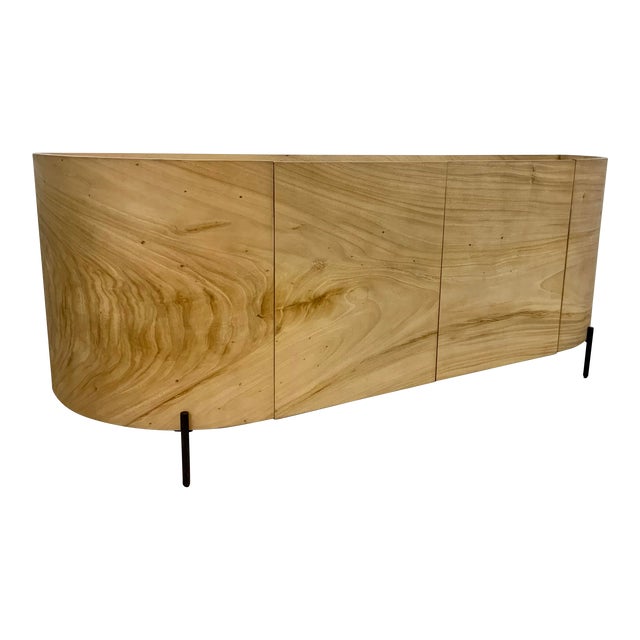 Organic Modern Curved Light Wood Sideboard Chairish