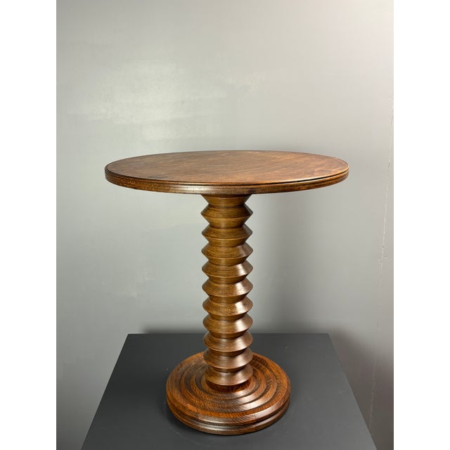 Mid-Century Brutalist French Wood Turned Winepress Side Table in the style of Charles Dudouyt, 1950s For Sale - Image 12 of 12