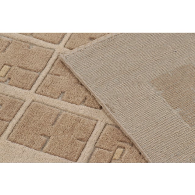 Cream Contemporary French Art Deco Style Geometric Wool Rug, by Rug & Kilim, India For Sale - Image 8 of 10