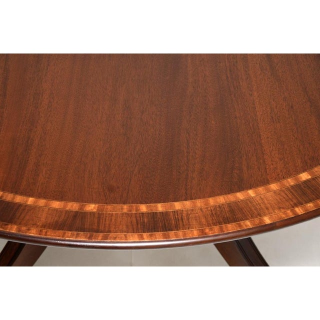 Wood Large Antique Inlaid Circular Dining Table, 1950s For Sale - Image 7 of 12