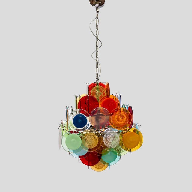 Pulegoso and Sommerso Glass Disc Chandelier from Vistosi, 1980s For Sale - Image 13 of 13