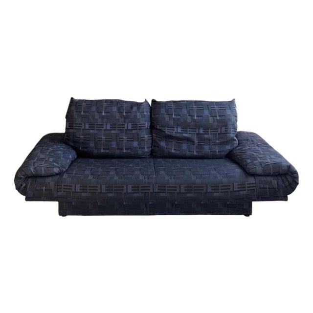 Rolf Benz Postmodern Plinth Base Sofa Couch (Germany) Late 1970s Charcoal Gray For Sale