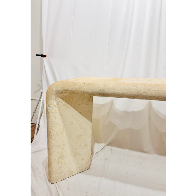 Karl Springer Mid 20th Century karl Springer Style Angular Waterfall Plastered Console For Sale - Image 4 of 7