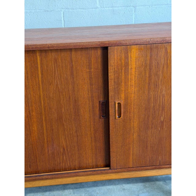 Brown In Style of Borge Mogensen Model 160 Sliding Door Sideboard Teak Wood Denmark Mid-Century Modern 1960s For Sale - Image 8 of 11
