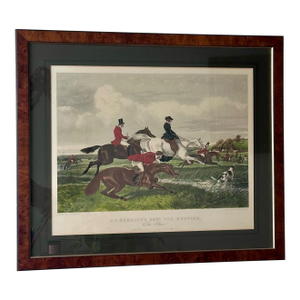 Antique 19th C. Framed Fox Hunting Print – J. F. Herring Sr., “The Run” Reproduction