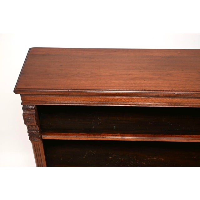 Late 19th Century Antique Victorian Walnut Open Bookcase, 1870s For Sale - Image 5 of 11