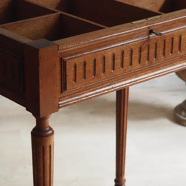 Brown Louis XVI Style Side Table with Mirror and Compartments in Oak, 1900 For Sale - Image 8 of 18