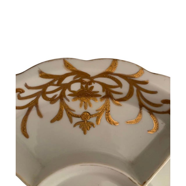 Japanese Divided Japanese Condiment Serving Plate W Gold & White For Sale - Image 3 of 5