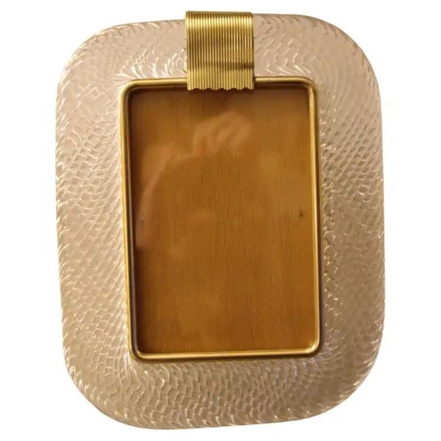 Crystal Twisted Murano Glass and Brass Picture Frame by Barovier E Toso For Sale - Image 6 of 18