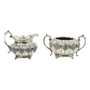 Vintage Victorian 1881 Rogers Canada Silver Plated Sugar Bowl and Creamer Set- 2 Pieces