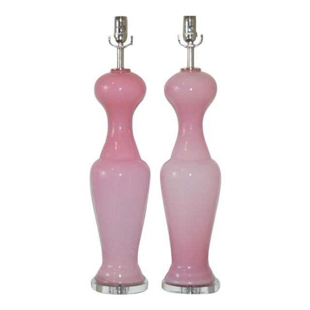Pink Vintage Murano Glass Lamps Pink For Sale - Image 8 of 8