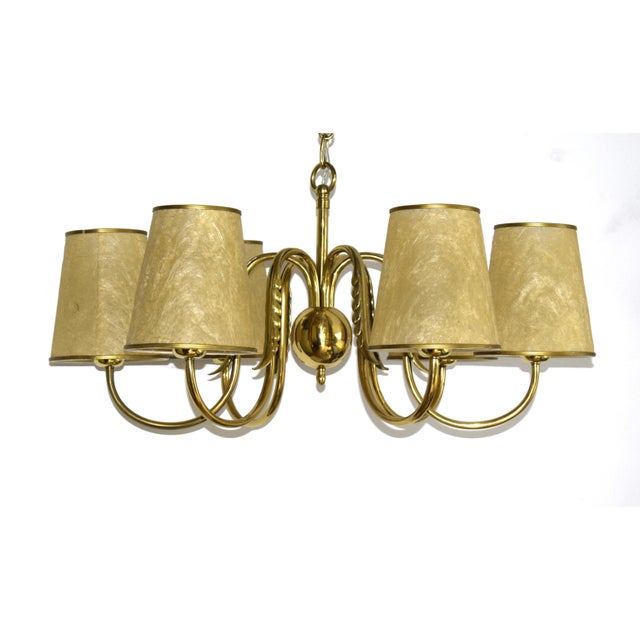 Gold Viennese Modernist Chandelier by Josef Frank, 1930s For Sale - Image 8 of 9