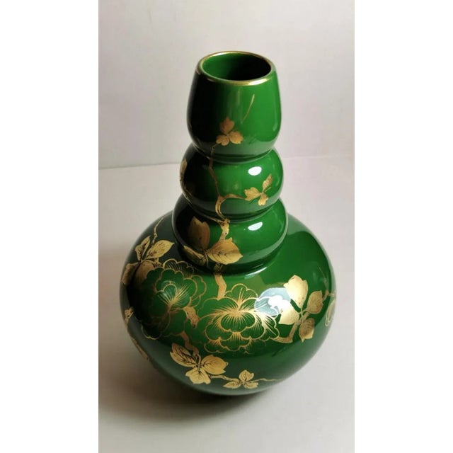 Art Deco 1940s Art Deco France Green Enameled Terracotta Vase For Sale - Image 3 of 13