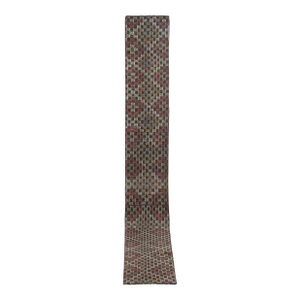 1960s Mid 20th Vintage Diamond Pattern Jajim Kilim Runner 2'2'' X 16'
