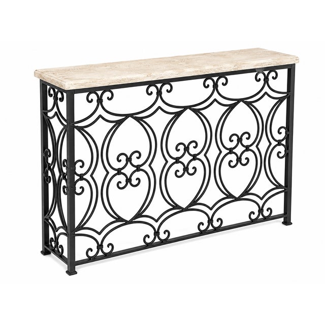 Bring timeless European elegance into your home with this beautifully crafted iron console table. Featuring an intricate...