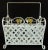Late 20th Century Vintage Gold & White Twisted Wrought Iron Medallion Basket Weave Magazine Rack For Sale - Image 5 of 5