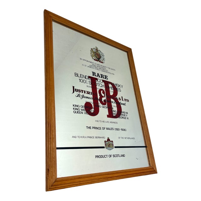 Vintage J & B Scotch Whisky Advertising Mirror, 1970s For Sale