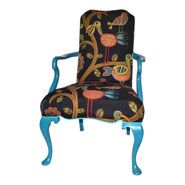 Vintage MultiColored Jacquard Fabric Armchair Chairish