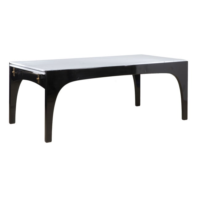 Large Extendable Marble and Lacquered Wood Dining Table by Ignazio Gardella for Misura Emme, Italy, 1985 For Sale