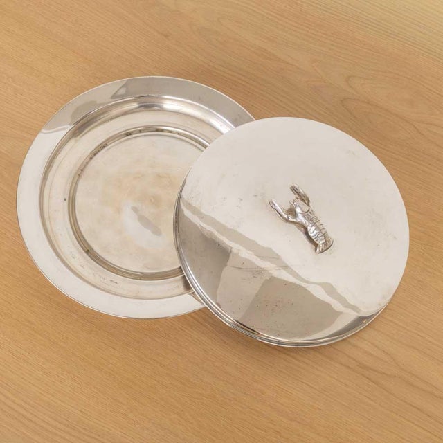1940s Alpaca Silver Lobster Serving Tray With Lid, Spain For Sale In Los Angeles - Image 6 of 14