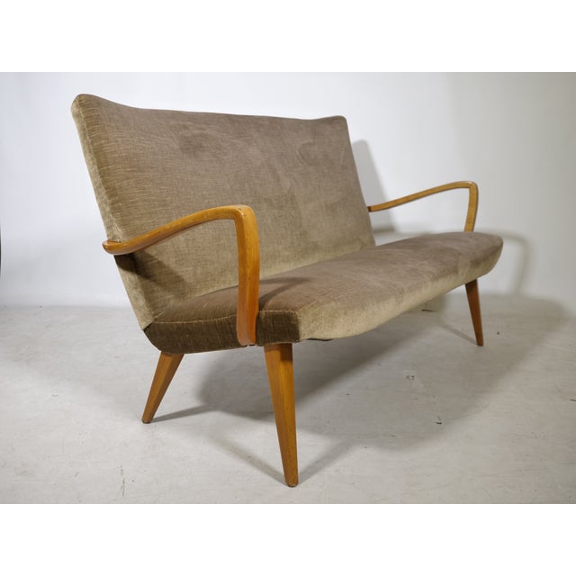Mid-Century Modern Mid-Century Modern Cocktail Sofa in Velour, 1960s For Sale - Image 3 of 11