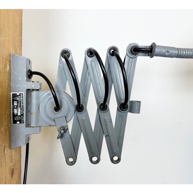 Industrial Scissor Wall Lamp from Elektroinstala, 1960s For Sale - Image 10 of 18