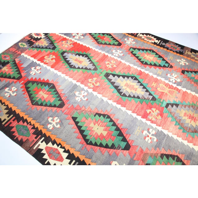 Vintage Flatweave Turkish Kilim Rug For Sale - Image 13 of 14