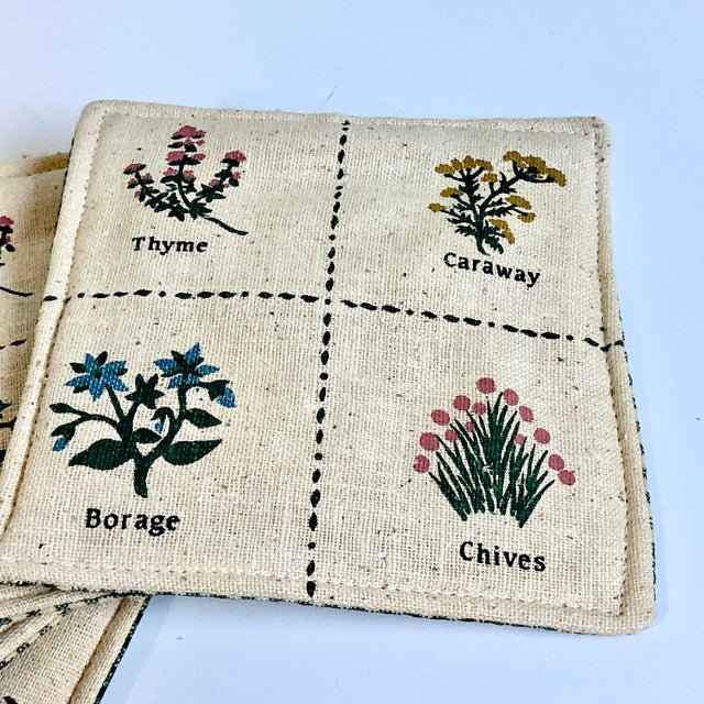 Textile 1980s Vintage Arts & Crafts Boho Chic Farmhouse Fabric Bean Bag Style Coasters - Set of 4. For Sale - Image 7 of 8