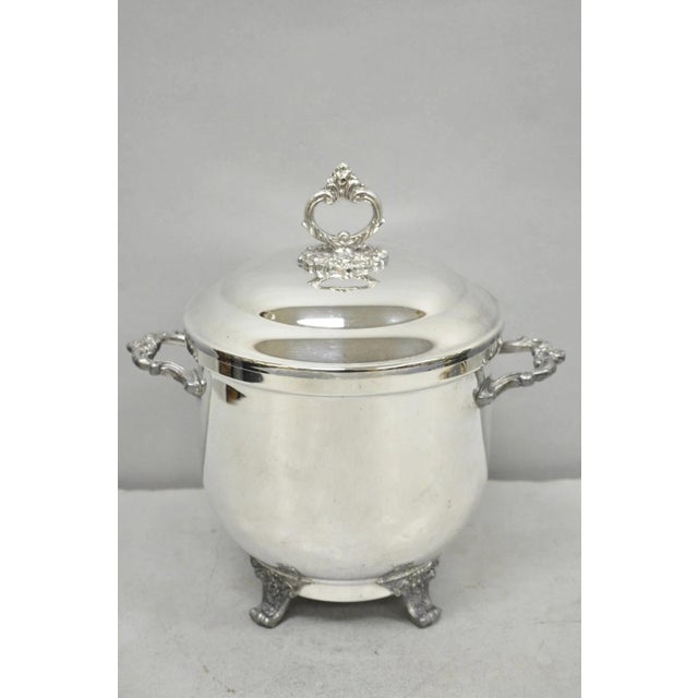Vintage Victorian Silver Plated Footed and Covered Lidded Bar Ice Bucket For Sale - Image 12 of 12