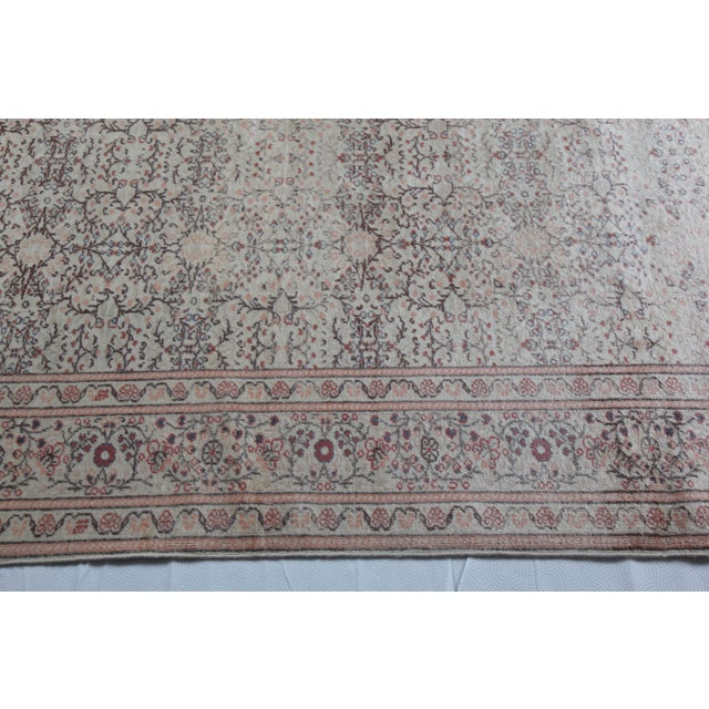 Beige 1950s Vintage Turkish Floral Rug -8' 7'' X 11' 10'' For Sale - Image 8 of 14
