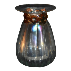 Vtg. Silvestri Mouth Blown Iridescent Glass Vase