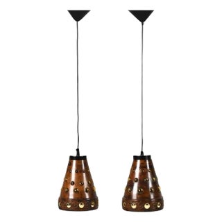Nanny Still for RAAK, Pair of Copper and Glass Pendant Lights For Sale