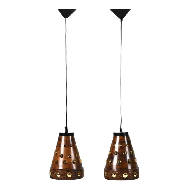 Nanny Still for RAAK, Pair of Copper and Glass Pendant Lights For Sale
