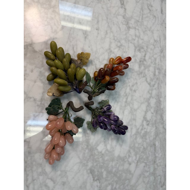 Vintage Chinese Carved Gemstone Grape Clusters - Set of 4 For Sale - Image 4 of 9