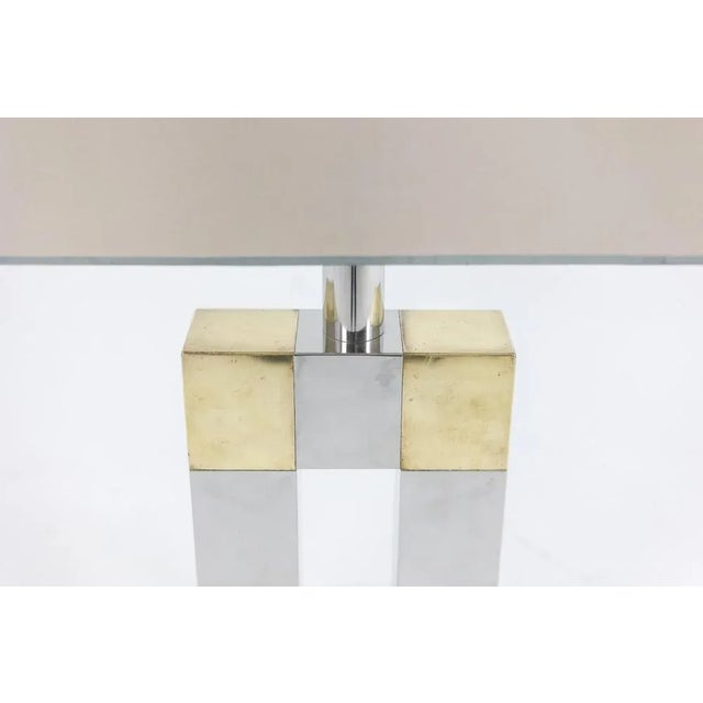 Geometric Table Lamp in Silver and Gold Metal, 1970s For Sale - Image 4 of 8