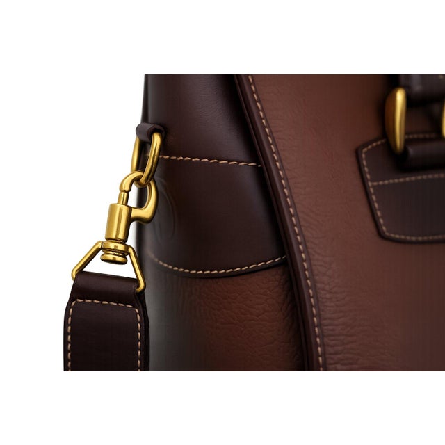 Traditional Gucci Boston Crossbody Bag, Brown Leather With Gold Gg Charm, 1980s For Sale - Image 3 of 15