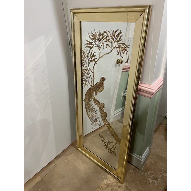 Mid-Century Modern 1970 Phoenix Bird Etched Mirror For Sale - Image 3 of 8
