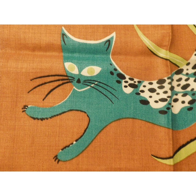 Vintage Dolly Dembo Atomic Cat Linen - Kay Dee Designs Textile Art For Sale - Image 4 of 10