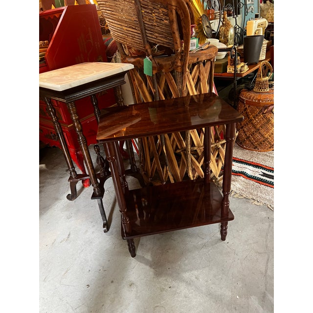 Mid-Century Modern Small Vintage Wooden Rectangular Side Table With Low Shelf For Sale - Image 3 of 6