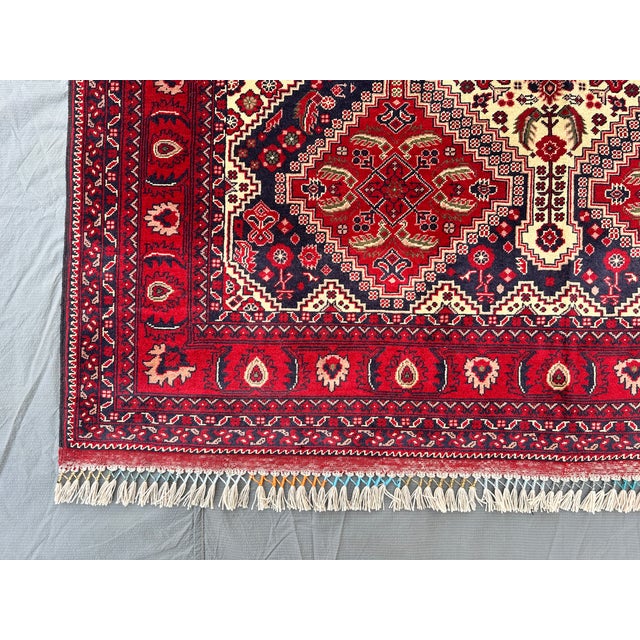 Fine Afghan Khal Mohammadi Biljik Wool Medallion Rug - 6'9" X 4'10" For Sale - Image 6 of 12