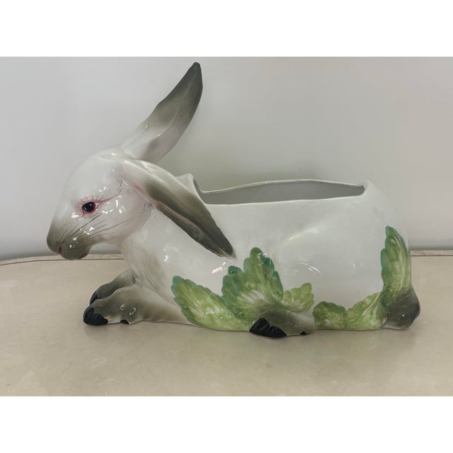 Large Italian ceramic rabbit with cabbage planter cachepot. Will be packaged and shipped by UPS professionals. Most items...