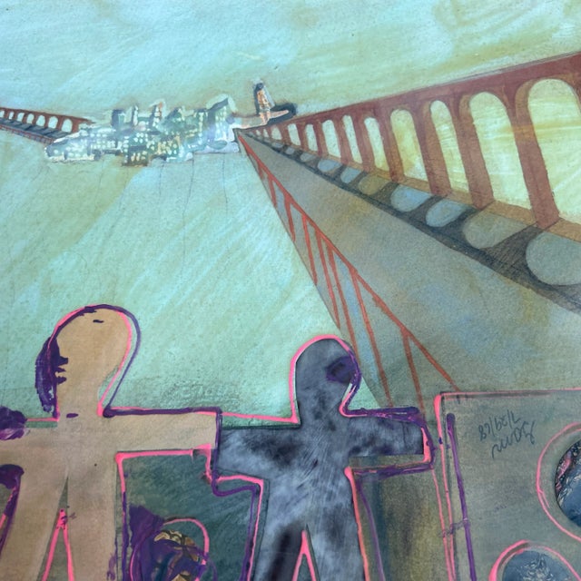 Abstract Contemporary Original Wayne Cunningham Abstract “Hands Across America” Collage / Painting For Sale - Image 3 of 5