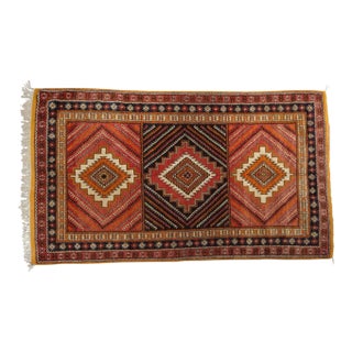 Vintage Moroccan Taznakht Tribal Wool Rug in Brown, Orange and Pink, 1960s For Sale