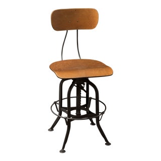 1950s Industrial Toledo Uhl Steel Adjustable Bar Stool For Sale