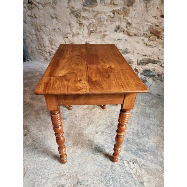 Antique French Walnut Writing Table with Drawer, 1900s For Sale - Image 15 of 16