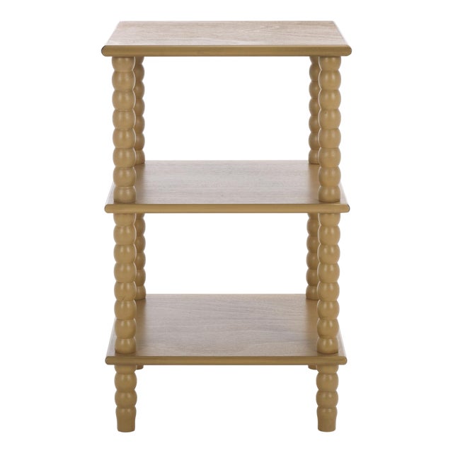 Dilyn Bobbin 3 Shelf Accent Table in Desert Brown For Sale