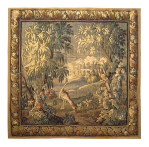 18th Century French Felletin Verdure Landscape Tapestry With Birds and Trees