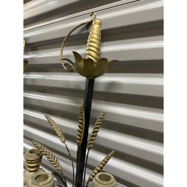 Antique Italian Metal and Wood Sword Candle Wall Sconces a Pair For Sale In Miami - Image 6 of 7