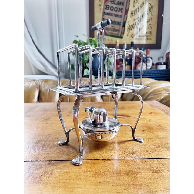 Antique Asprey & Co Silver Toast Rack With Oil Burner | Chairish